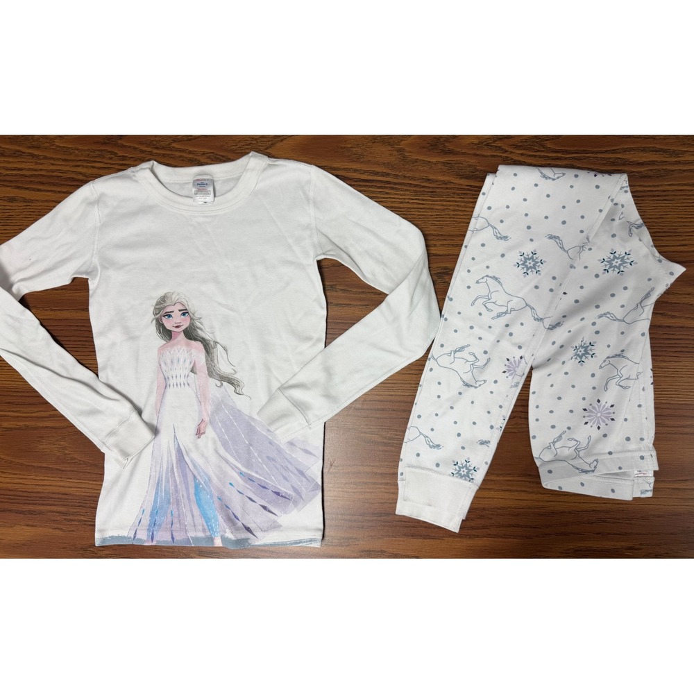 Hanna Andersson 150/US 12 Disney Frozen II Elsa Cotton Pajama Set White Kids